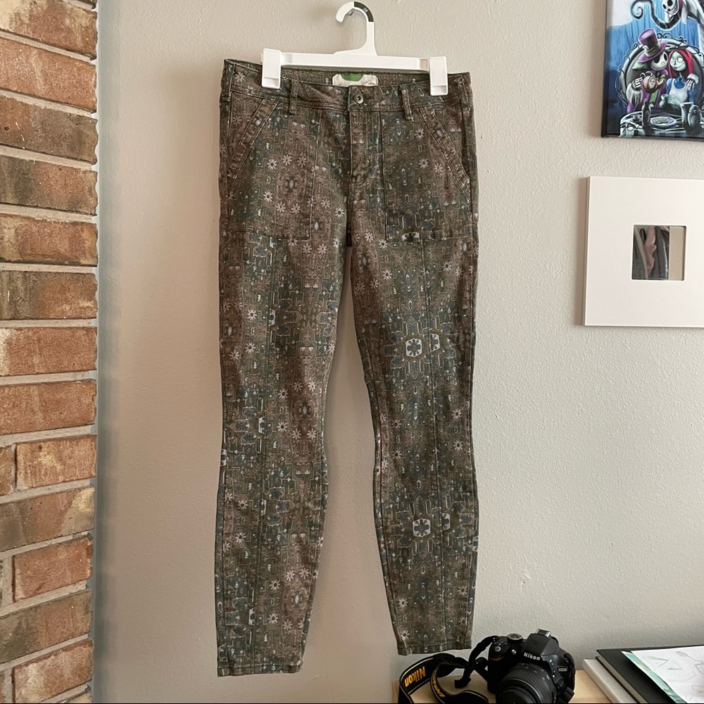 Anthropologie Cadet Slim Utility Pants Green Olive Multicolor Aztec print - Picture 14 of 16